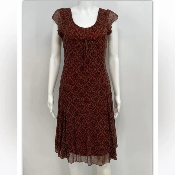 Onz Dresses | Onz Dress Womens M Burnt Orange Floral Italy Lined | Color: Orange | Size: M | Annnapo's Closet